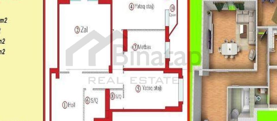28 May m/s, Galaxy Parkda 3 otaqlı mənzil satılır/151.2 kv.m. - 8
