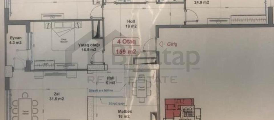 8 Noyabr m/s yaxın 4 otaqlı mənzil satılır/159 kv.m. - 15