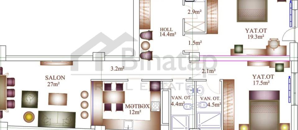 Satılır 3 otaqlı yeni tikili 119 m², Gənclik m. - 4