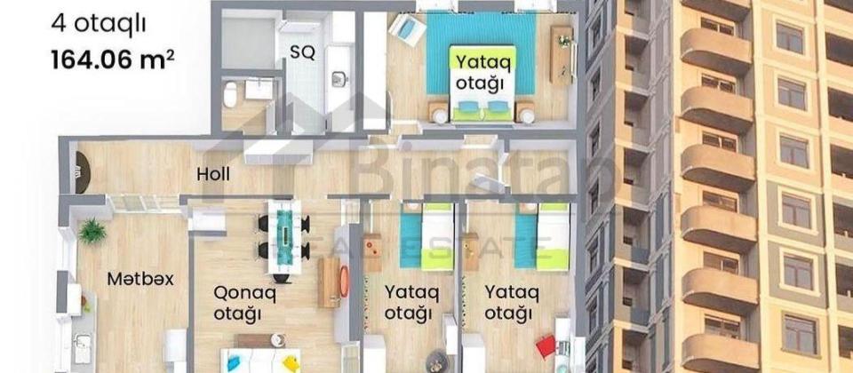Satılır 4 otaqlı yeni tikili 164 m², Nəsimi r. - 10