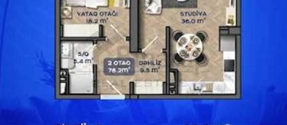 Satilir 2 otaqli menzil/78.2 kv.m., Heyder Eliyev merkezinin yani, Nerimanov ve Genclik m/s yaxindir - 12