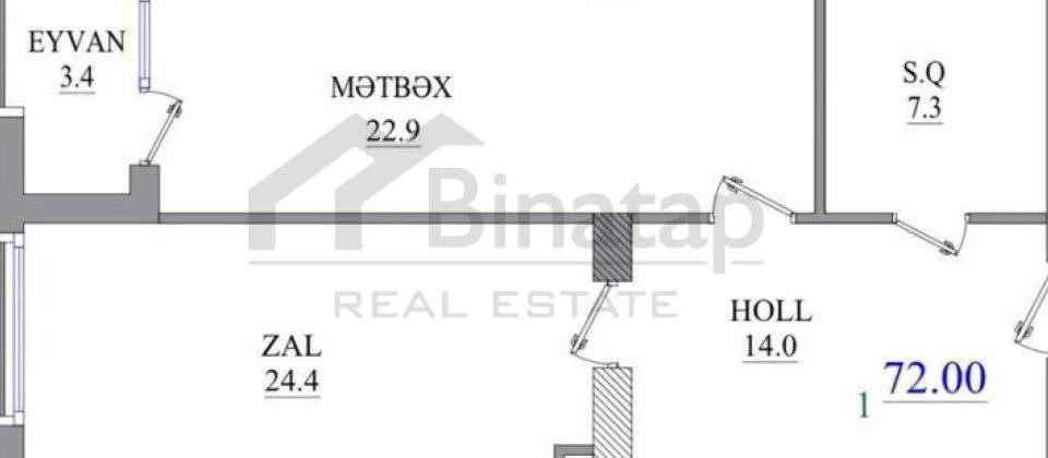 Satilir 2 otaqli menzil/75 kv.m., Central Park, Merkezi parkin yani, Nizami m/s yaxindir - 12