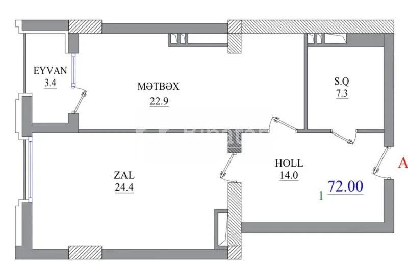 Продаётся 2-комн. новостройка 75 м², м. Низами — фото 13