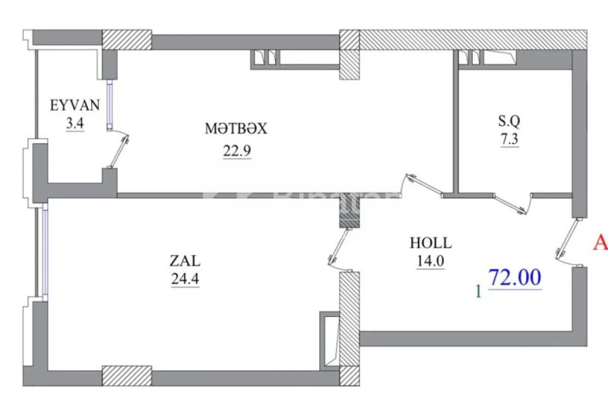 Продаётся 2-комн. новостройка 75 м², м. Низами — фото 13
