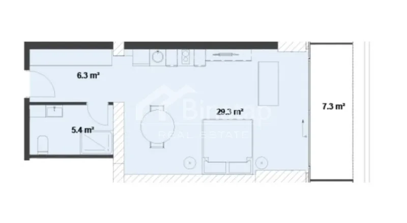 Satılır 1 otaqlı yeni tikili 57.2 m², Sabunçu r. — şəkil 4