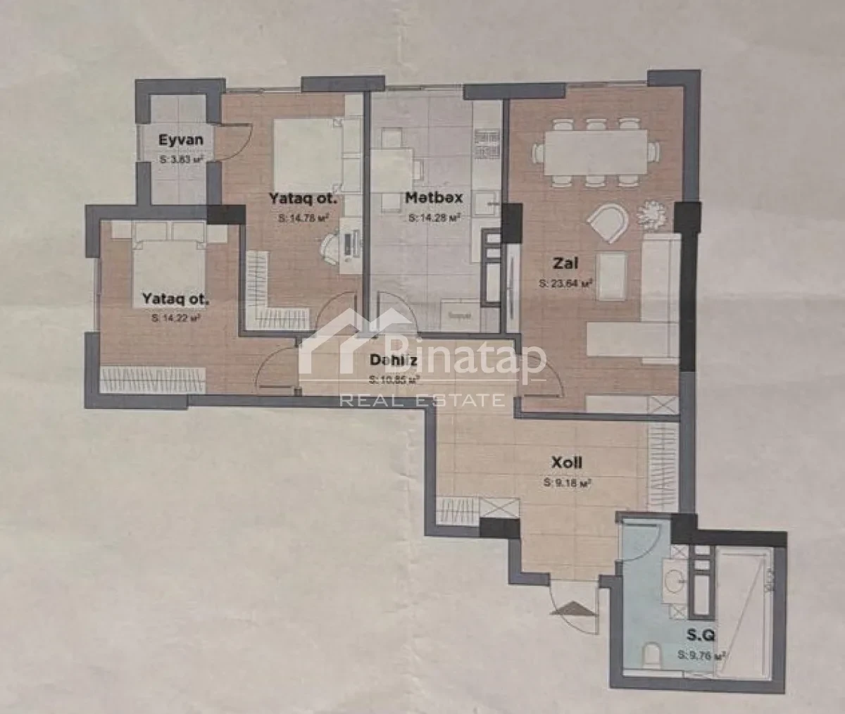 Продаётся 3-комн. новостройка 101 м², м. Низами — фото 9