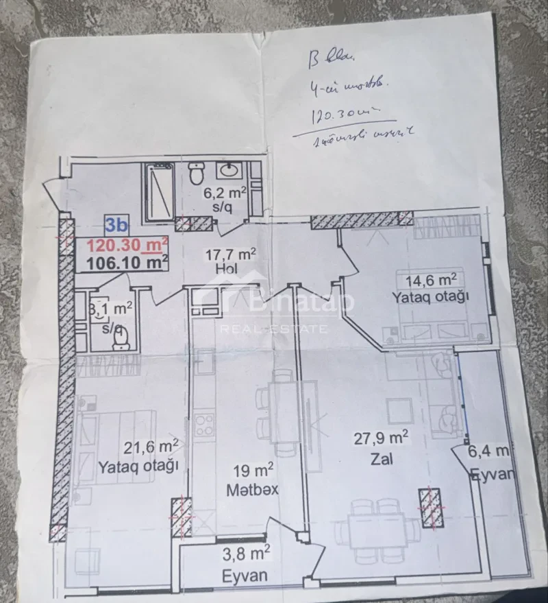 Satılır 3 otaqlı yeni tikili 120.3 m², 20 Yanvar m. — şəkil 4