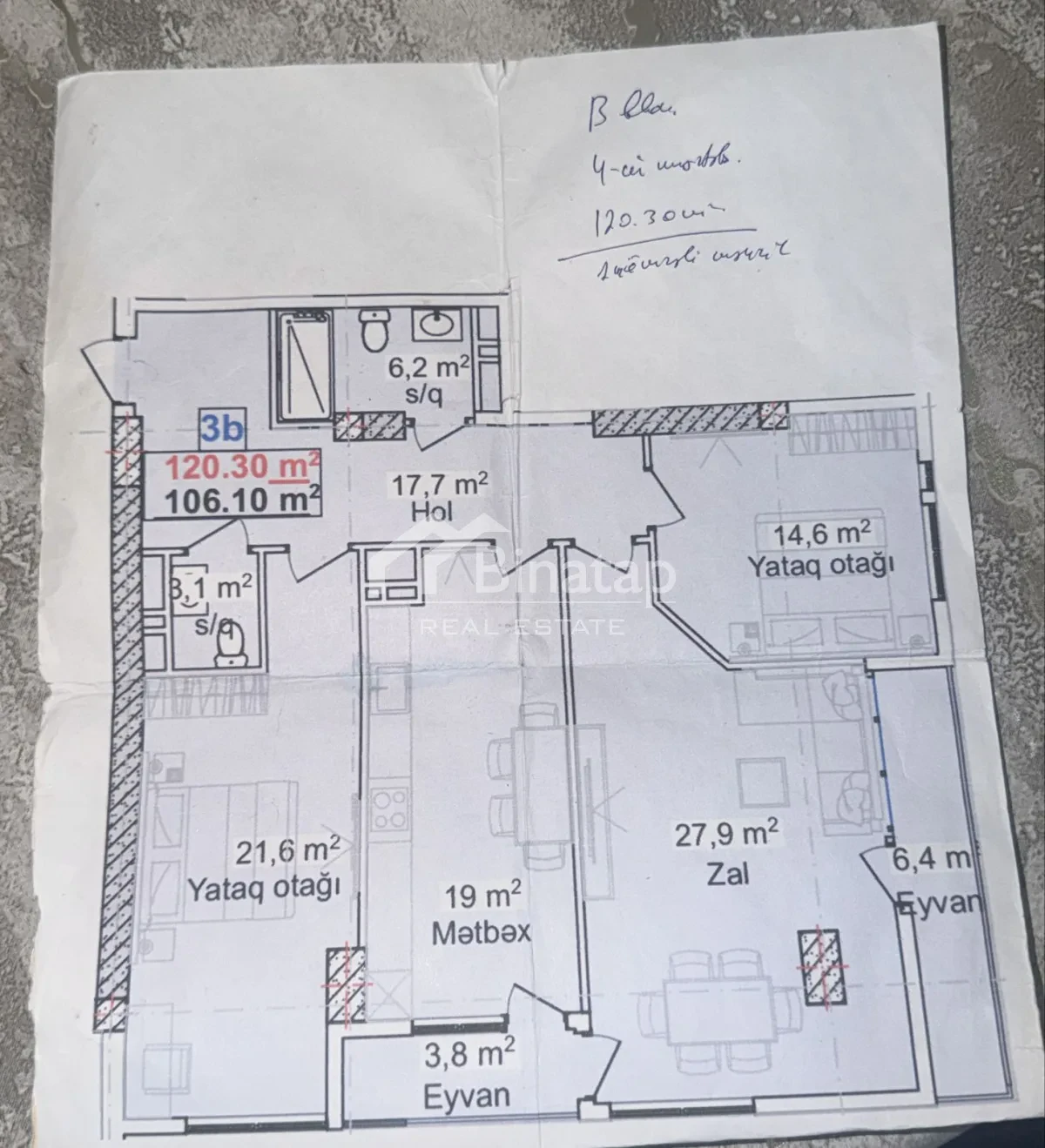 Satılır 3 otaqlı yeni tikili 120.3 m², 20 Yanvar m. — şəkil 4