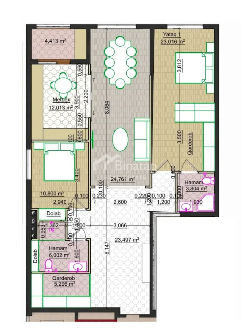 Satılır 3 otaqlı yeni tikili 120 m², Gənclik m. — şəkil 8
