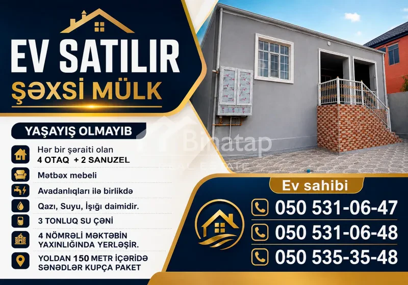 Satılır 4 otaqlı həyət evi / bağ evi 120 m², Mehdiabad qəs.
