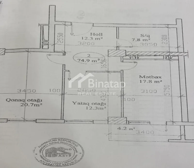 Satılır 2 otaqlı yeni tikili 75 m², 20 Yanvar m. — şəkil 13