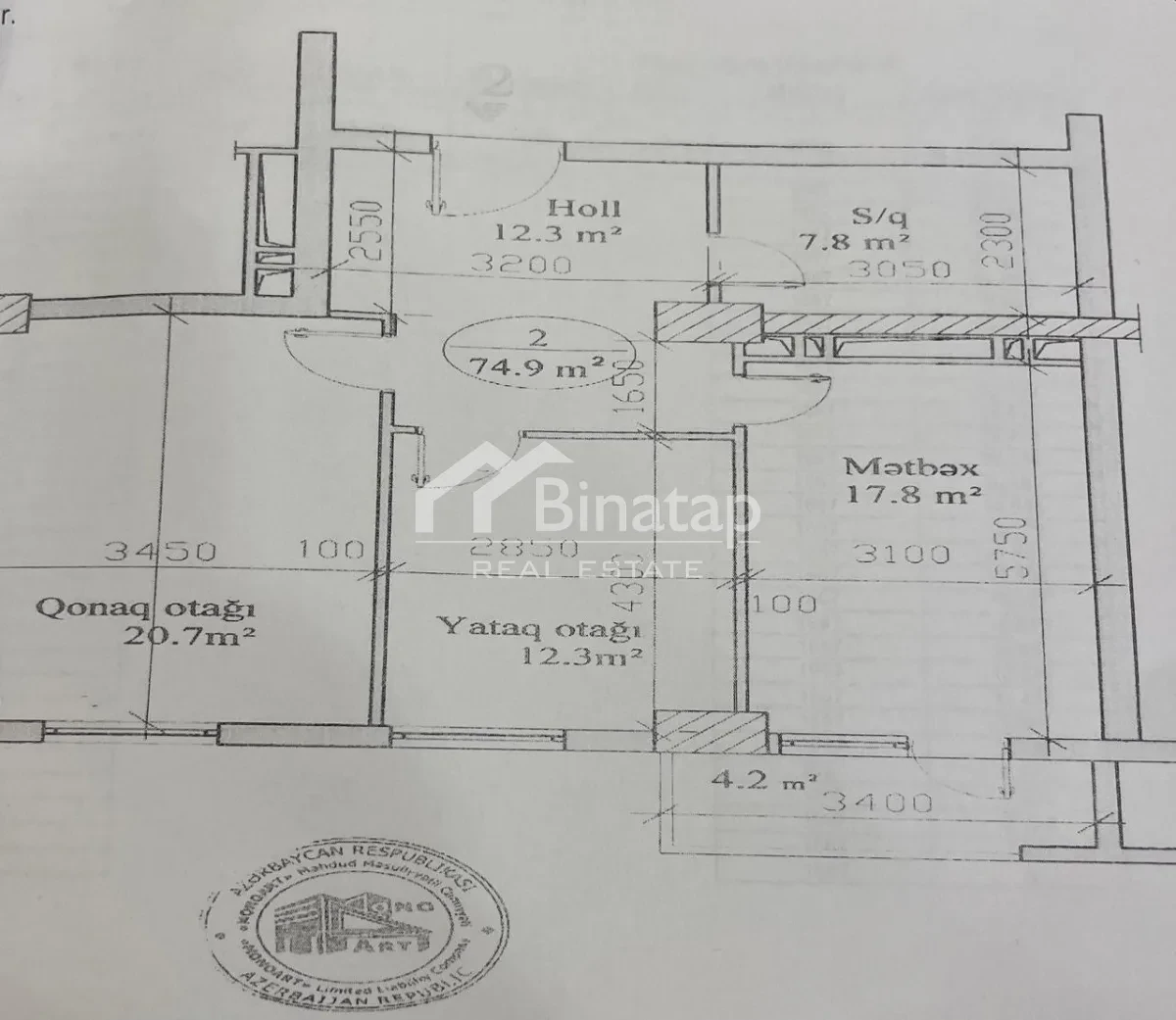 Satılır 2 otaqlı yeni tikili 75 m², 20 Yanvar m. — şəkil 13
