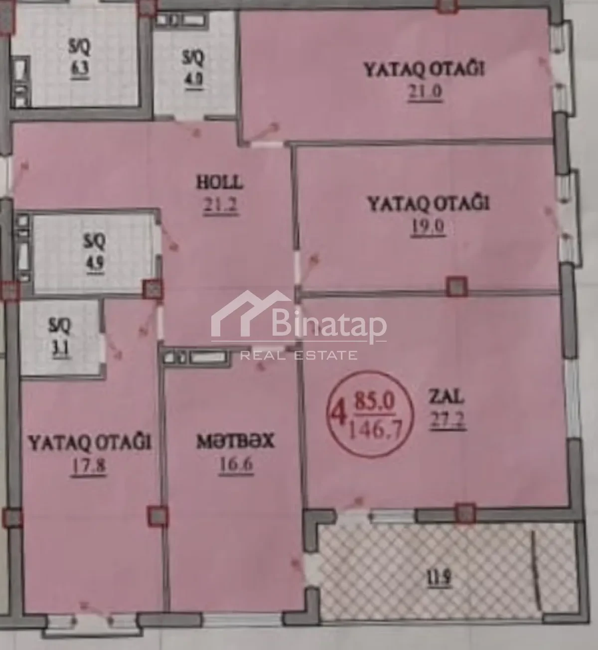 Satılır 5 otaqlı yeni tikili 146.7 m², İnşaatçılar m. — şəkil 13