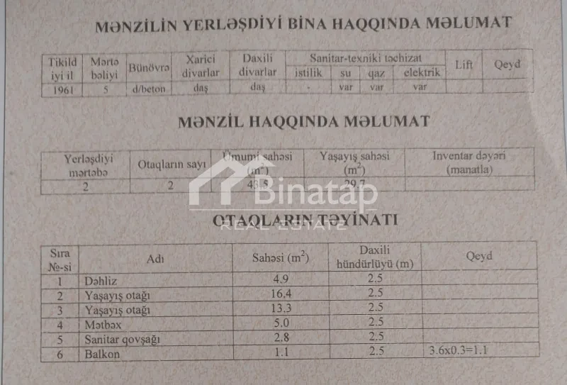 Satılır 3 otaqlı köhnə tikili 80 m², Elmlər Akademiyası m. — şəkil 11