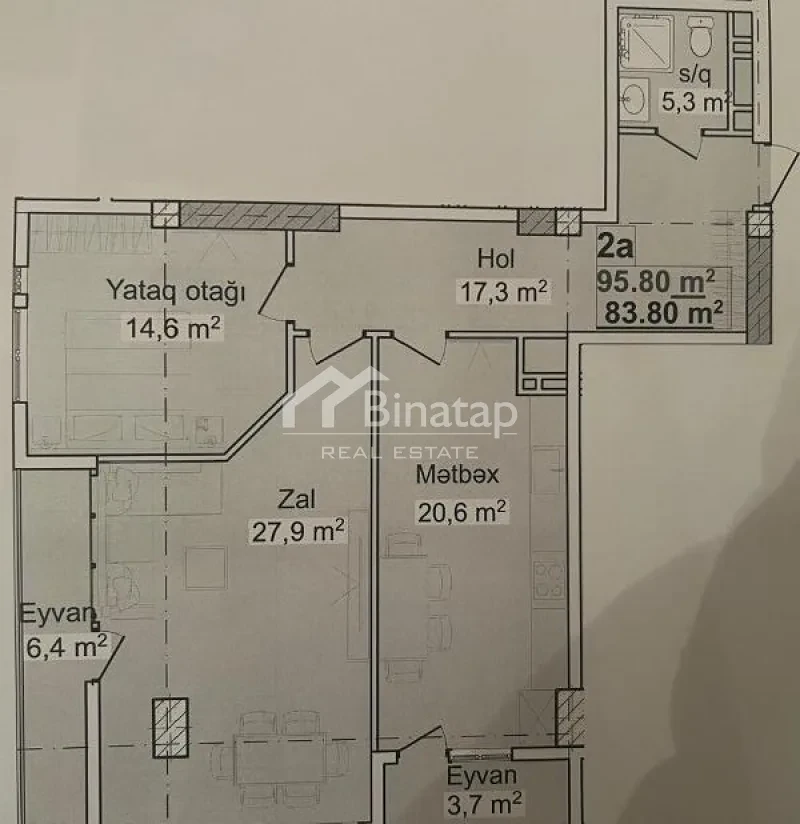Satılır 2 otaqlı yeni tikili 96 m², 20 Yanvar m. — şəkil 9