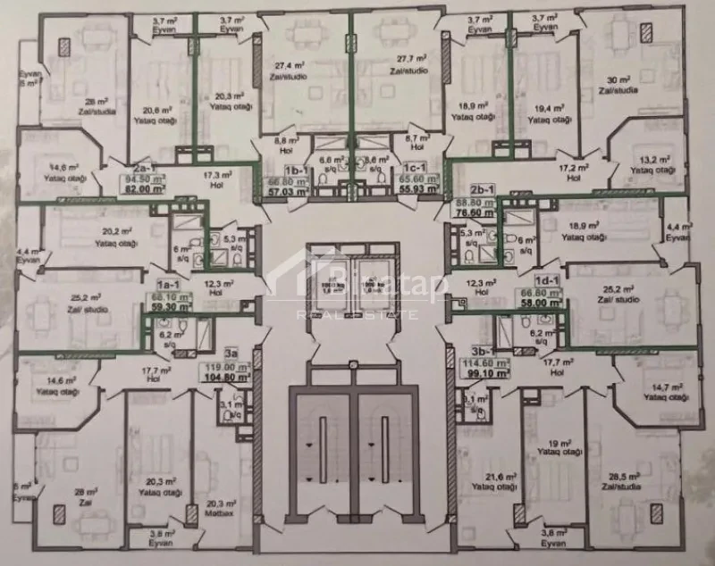Satılır 2 otaqlı yeni tikili 96 m², 20 Yanvar m. — şəkil 10
