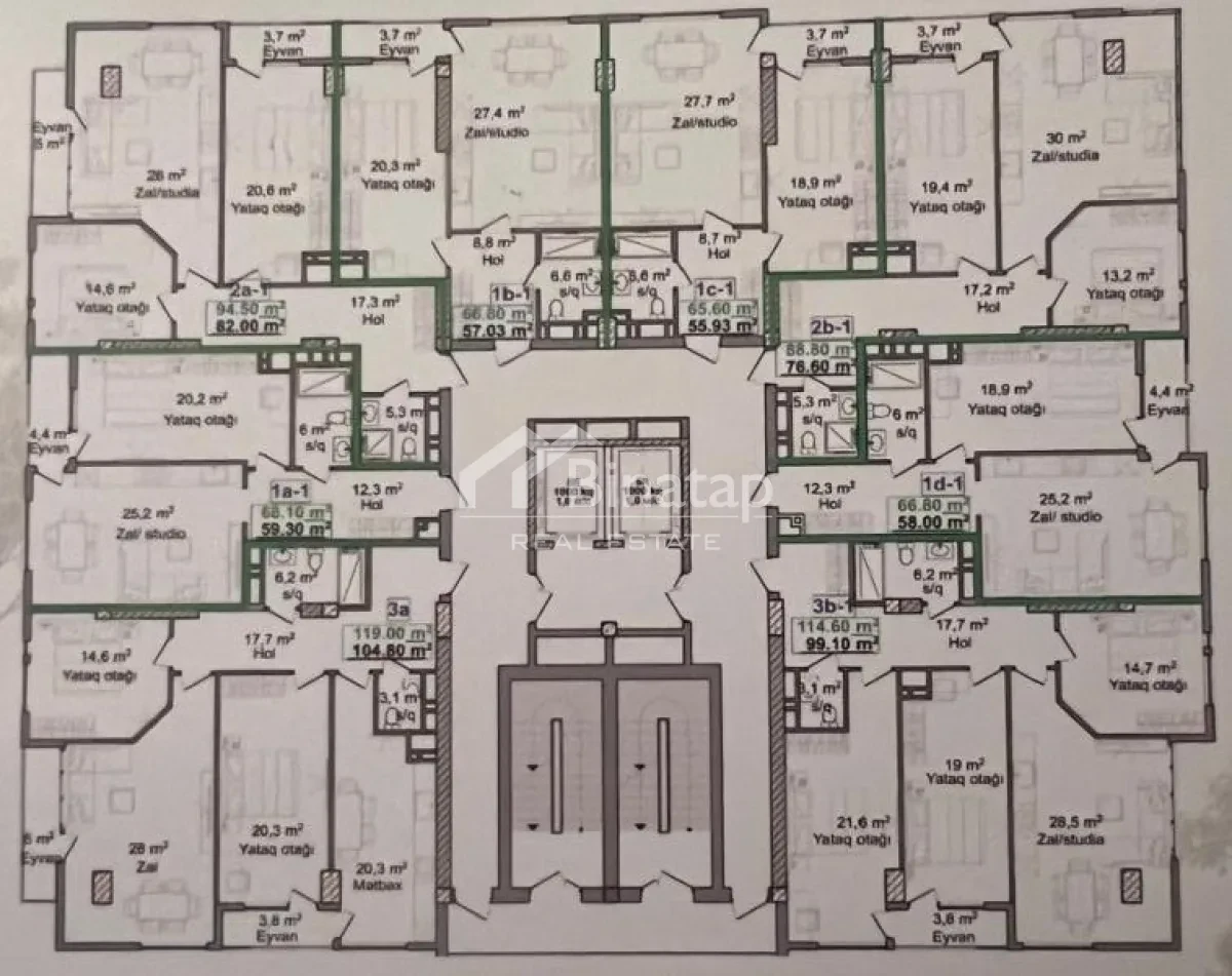 Satılır 2 otaqlı yeni tikili 96 m², 20 Yanvar m. — şəkil 10