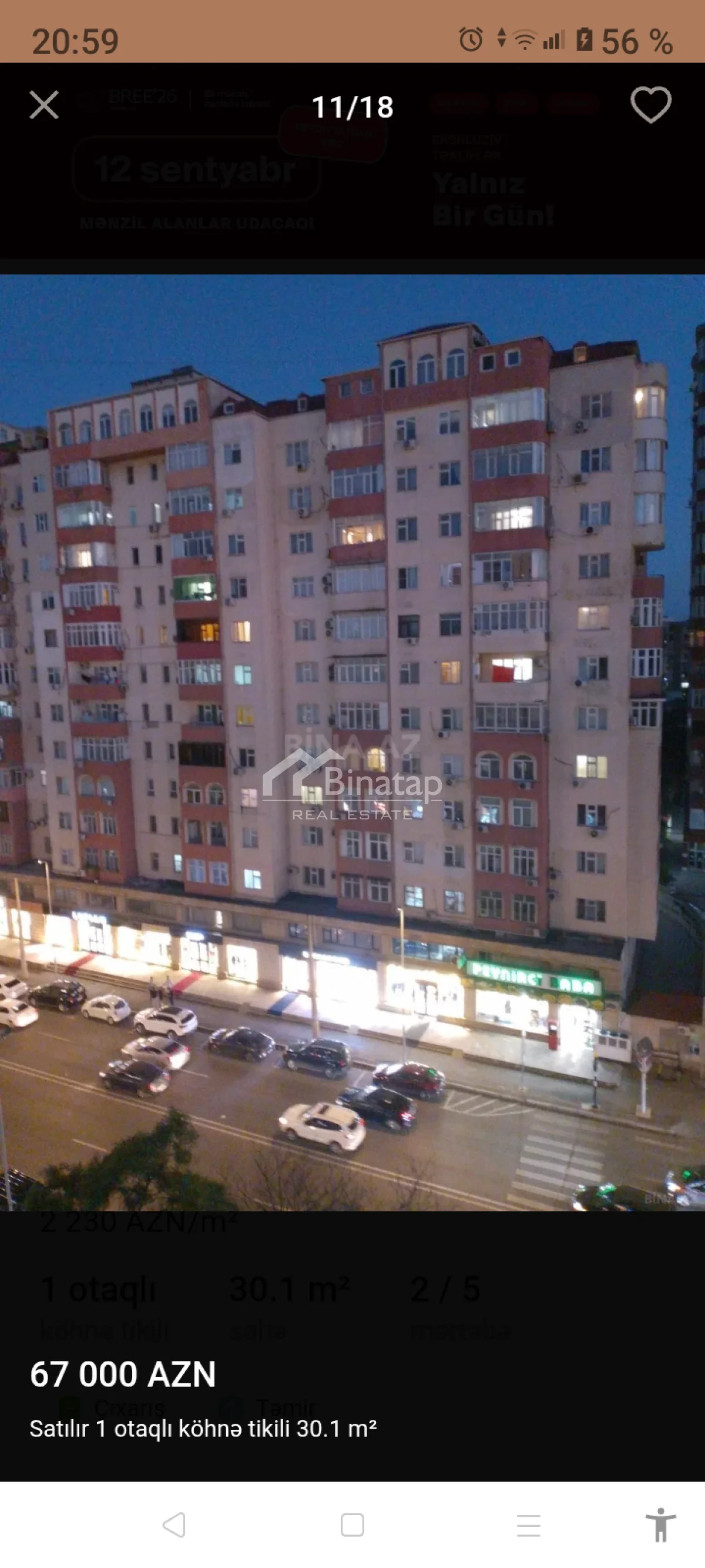 Satılır 1 otaqlı köhnə tikili 30.1 m², Sumqayıt mərkəz r. — şəkil 12